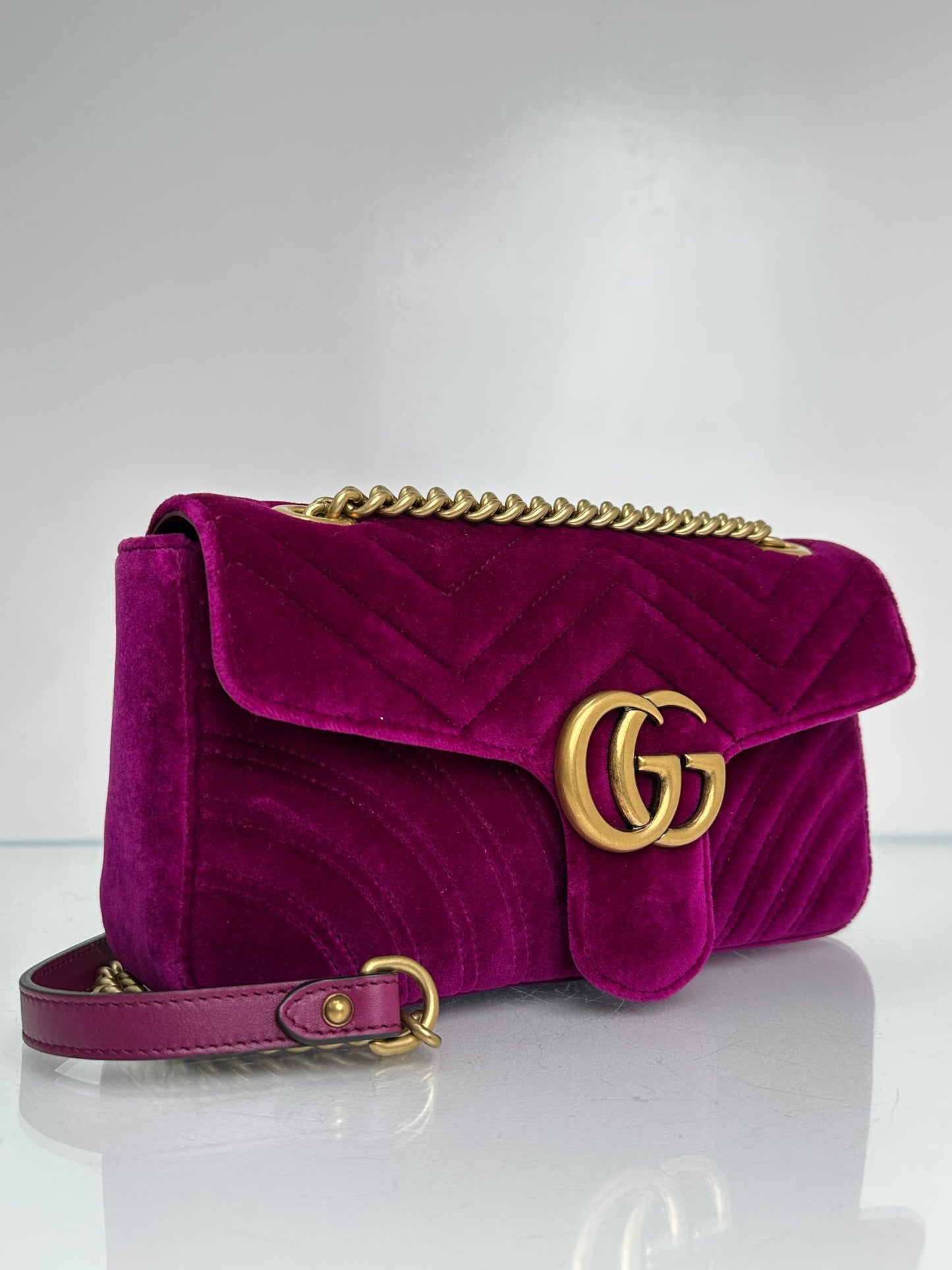 Gucci Purple Velvet Marmont Bag GHW
