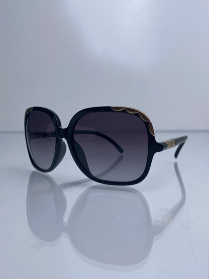 Chloe Black & Gold Scallop Square Sunglasses