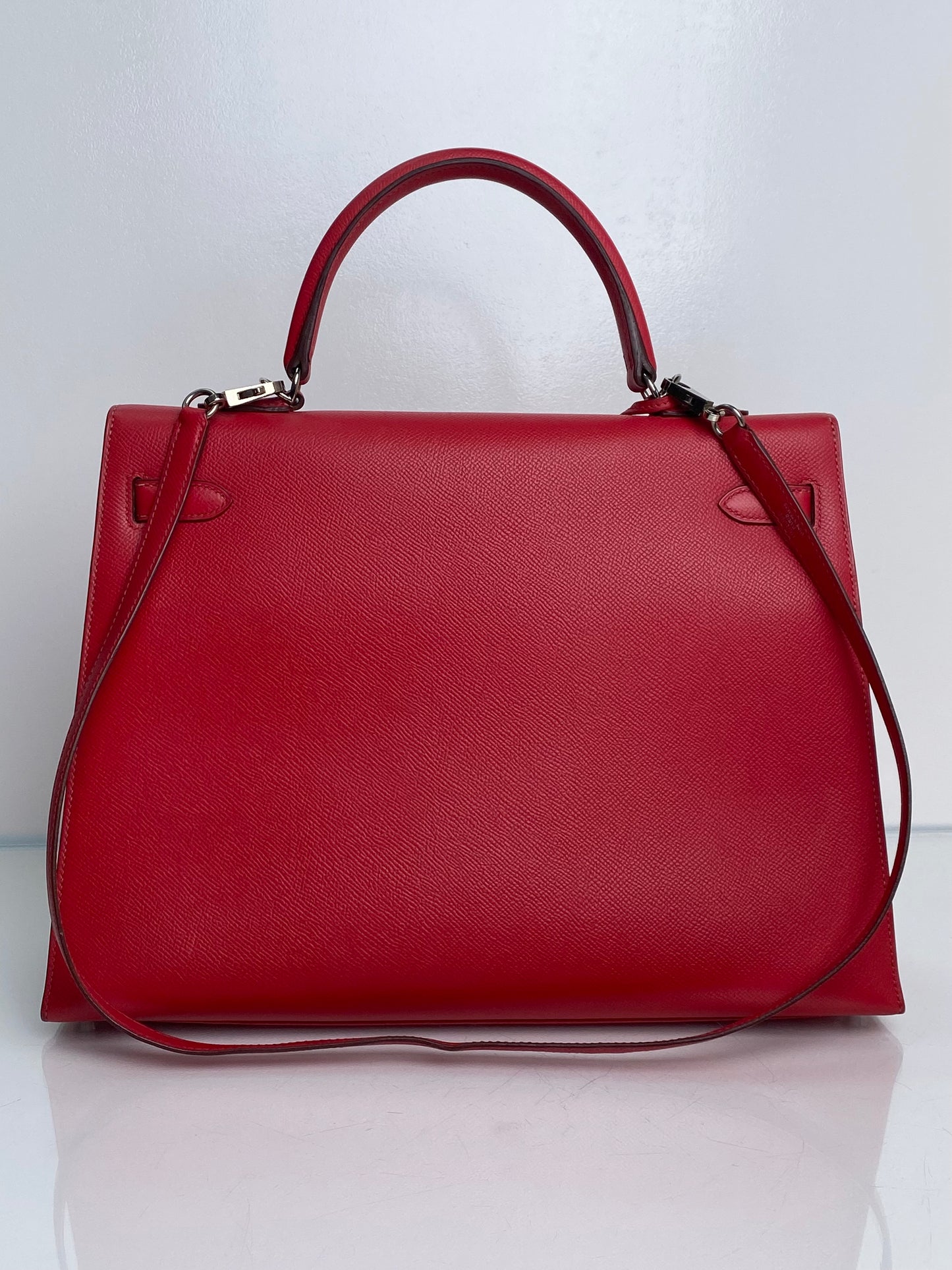 Hermes Kelly 35 Red Epsom PHW #O