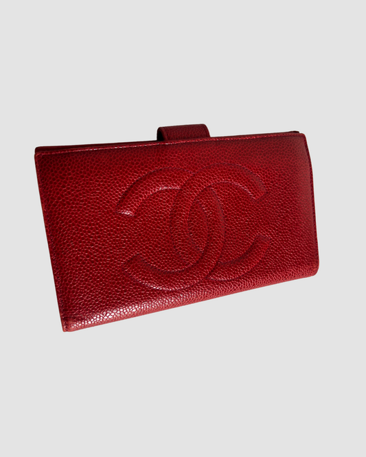 Chanel Red Timeless French Wallet