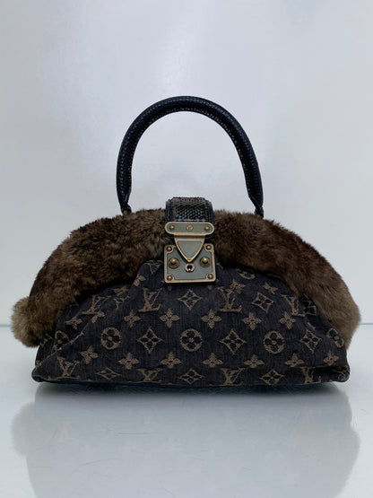 Louis Vuitton Vintage Black Denim, Fur, & Exotic Demi - Lune Bag TTHW