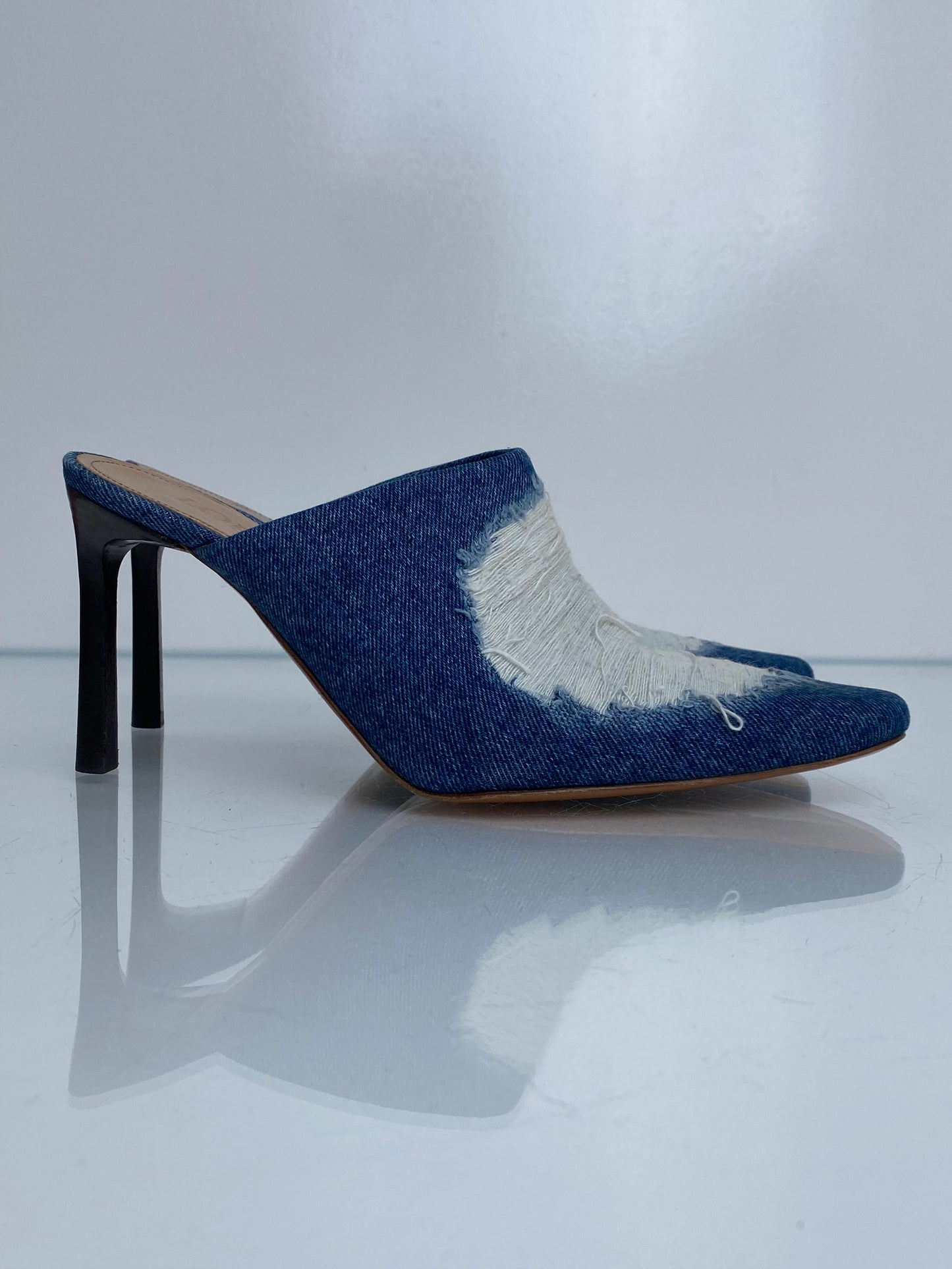 Loewe Medium & Acid Wash Denim Mule Heels, 38