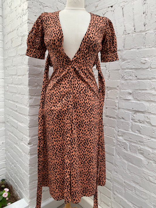 Love White Orange Cheetah Dress, XS