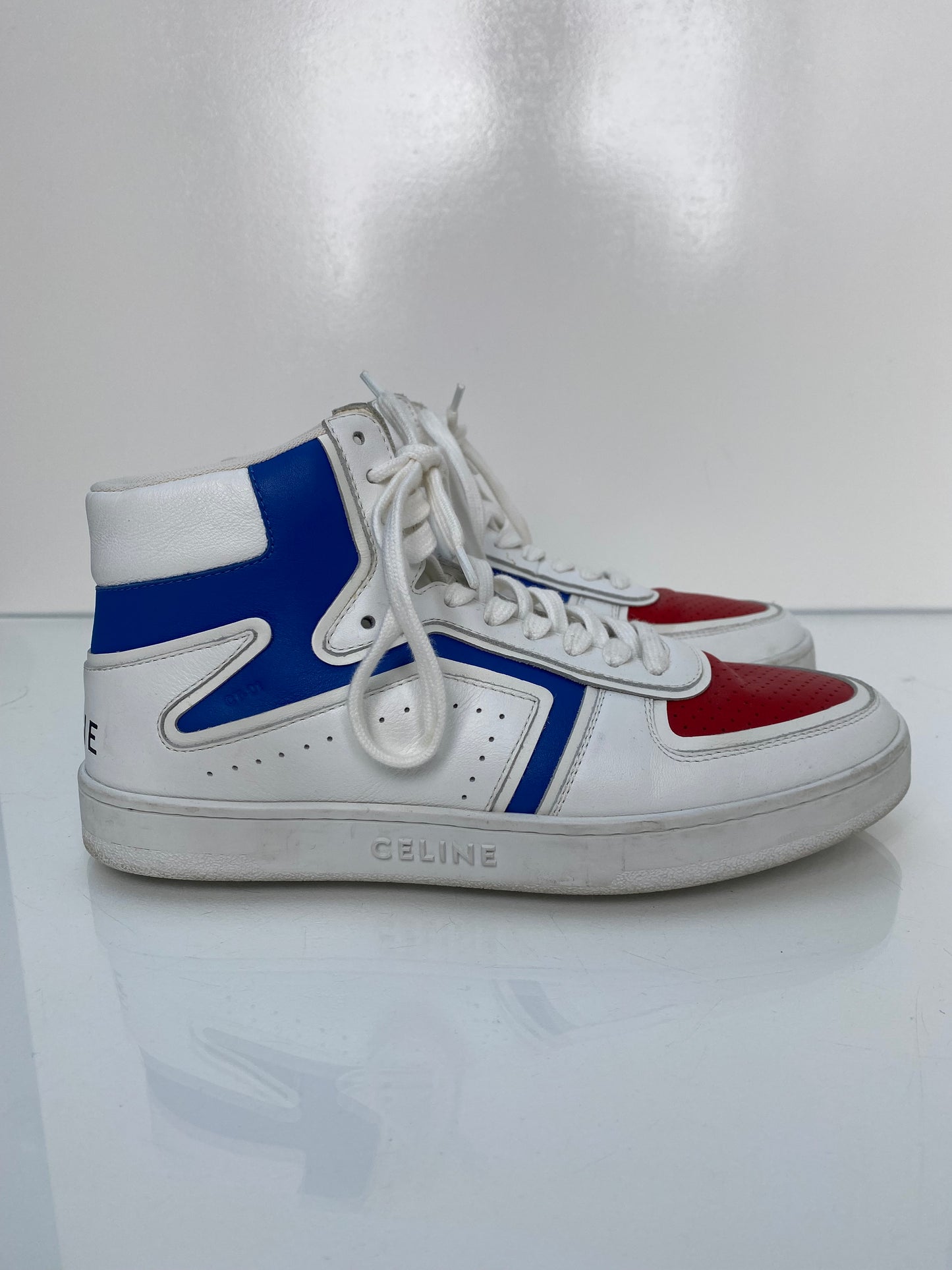 Celine Blue/Red Z High Top Sneakers, 40