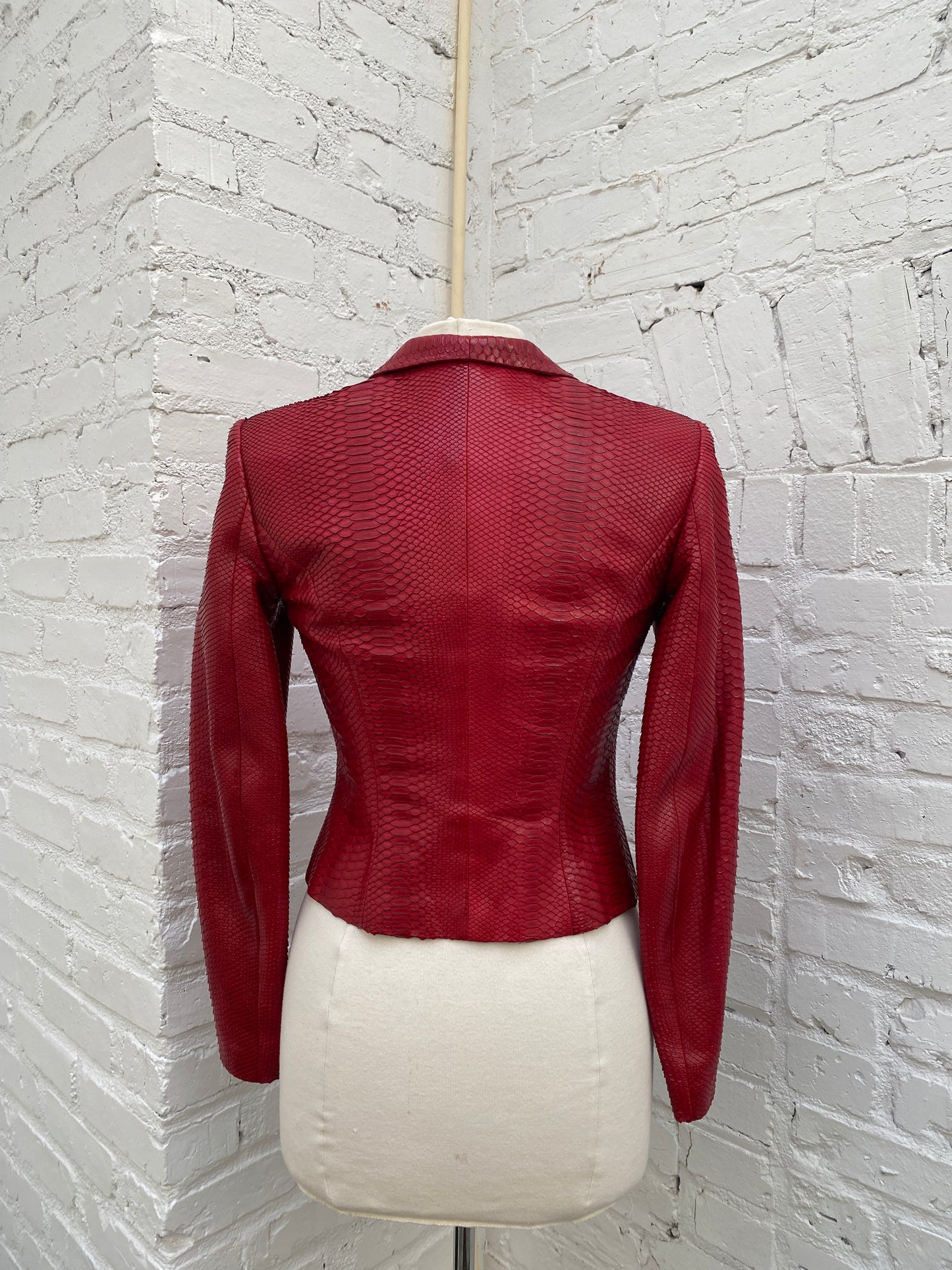Salvatore Ferragamo Red Python Leather Jacket, 6