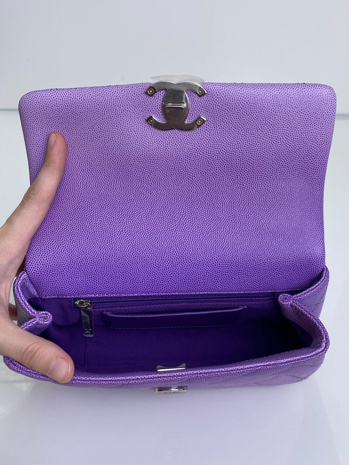 Chanel Mini Purple Ombre Flap Acrylic Chain Bag SHW