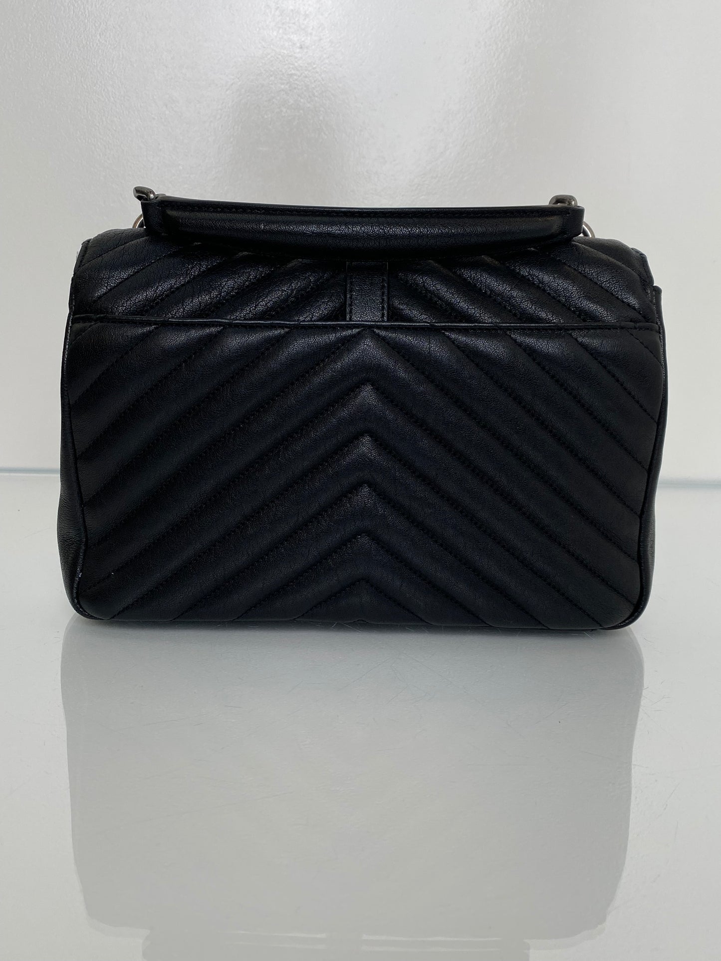 Saint Laurent Black Chevron College Tophandle Bag RHW