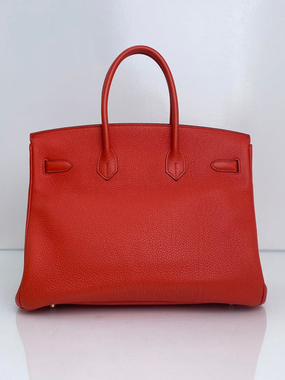 Hermes Birkin 35 Rouge Pivoine Togo GHW #X