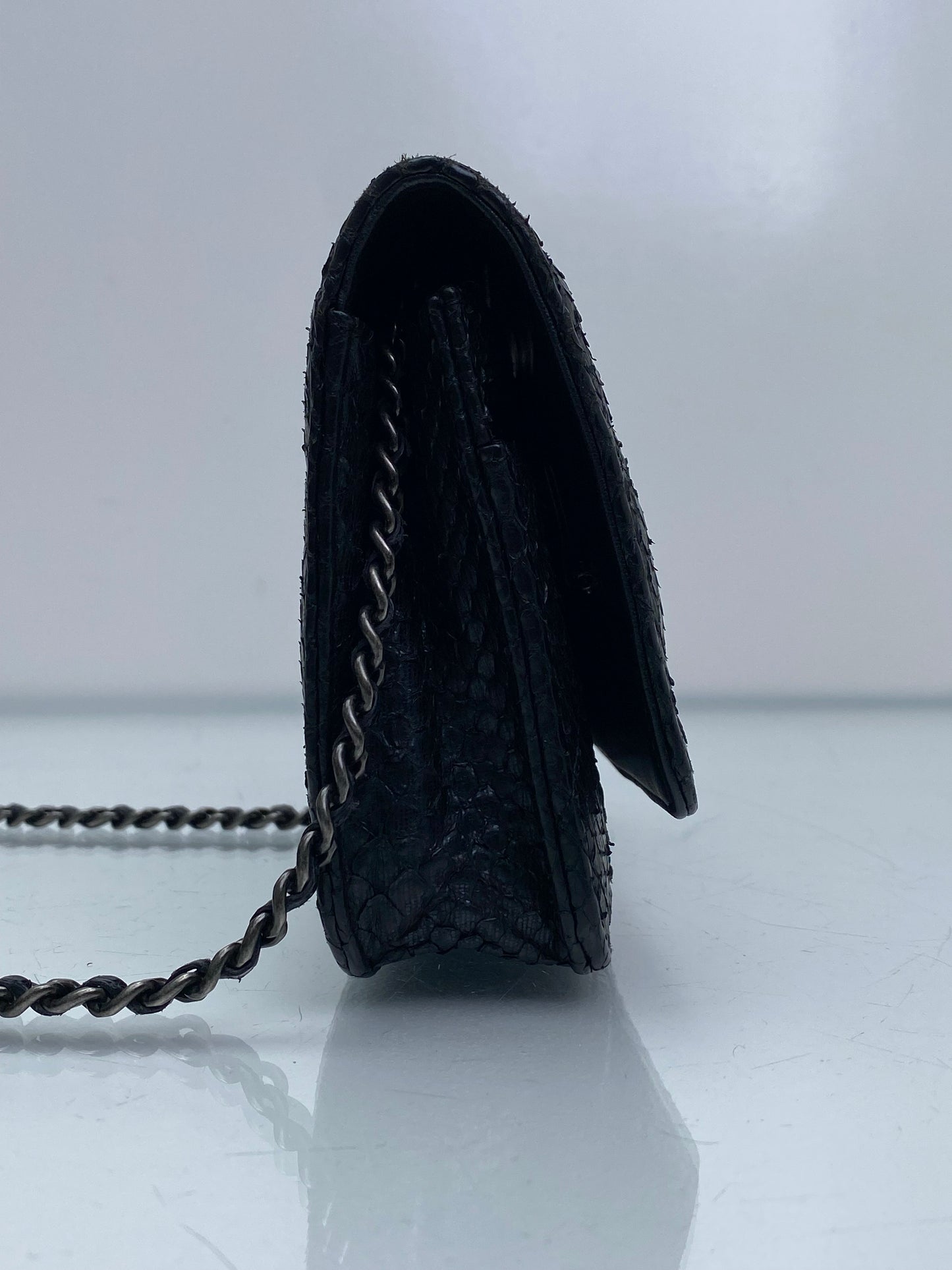 Chanel Reissue Black & Blue Python Wallet On Chain RHW