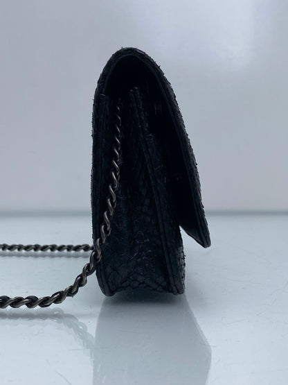 Chanel Reissue Black & Blue Python Wallet On Chain RHW