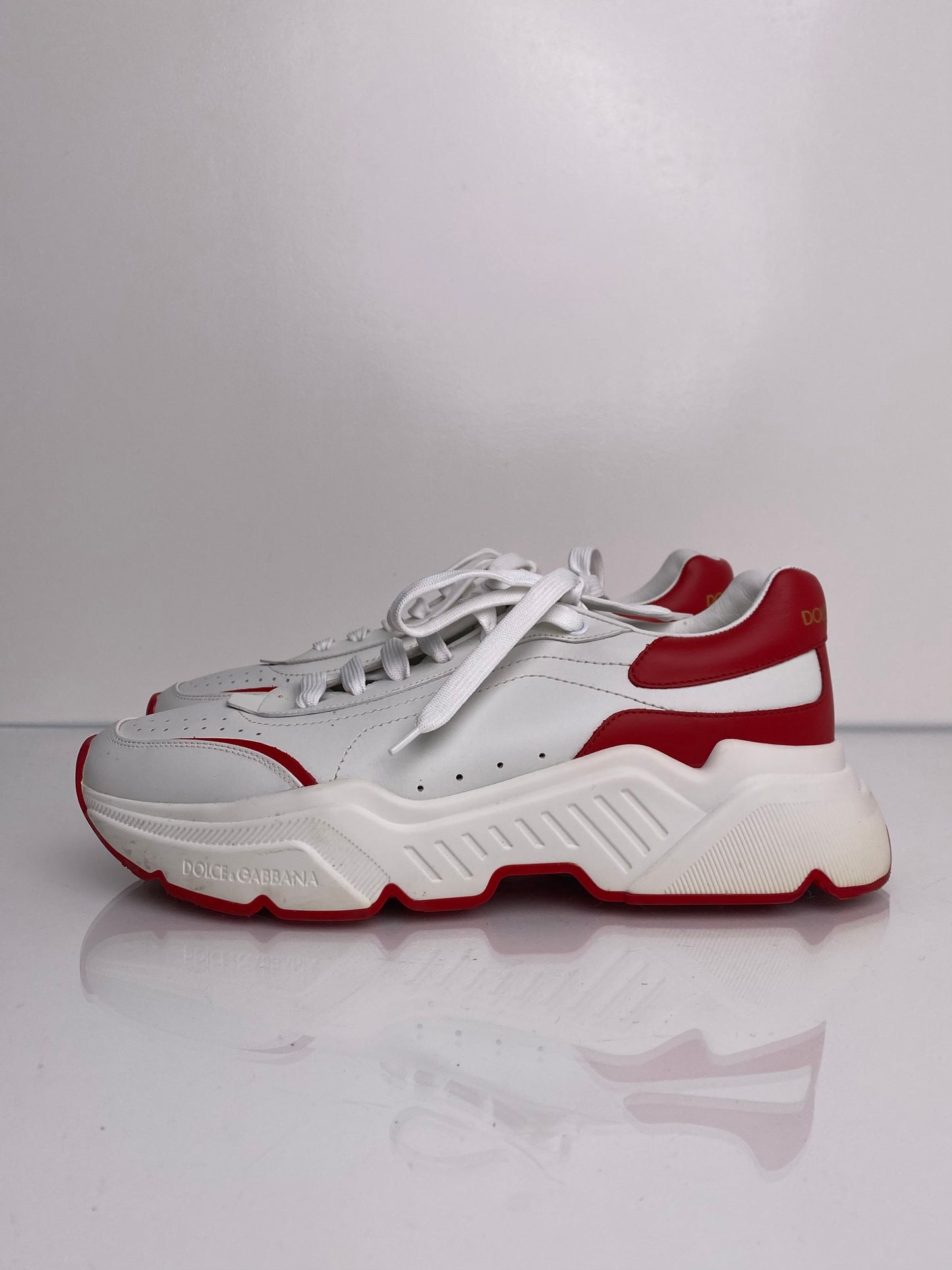 Men's Dolce & Gabbana White & Red Sneakers, 9