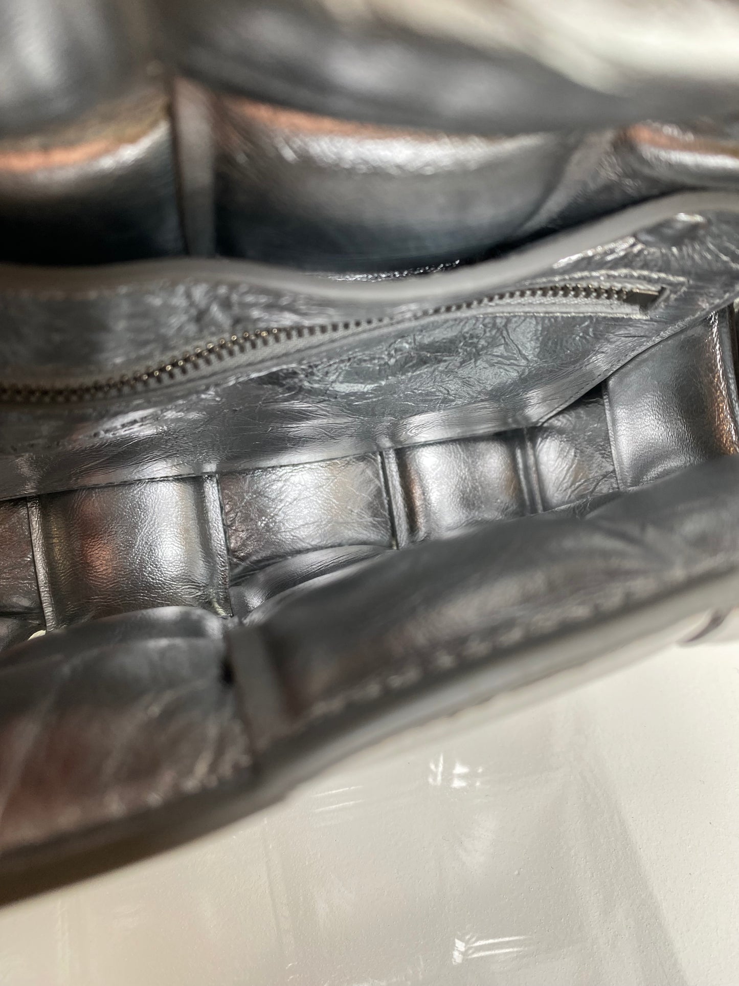 Bottega Veneta Silver Mirror Padded Cassette Bag SHW