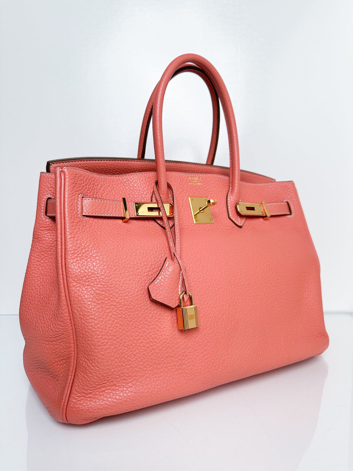 Hermes Birkin 35 Crevette Clemence GHW #Q