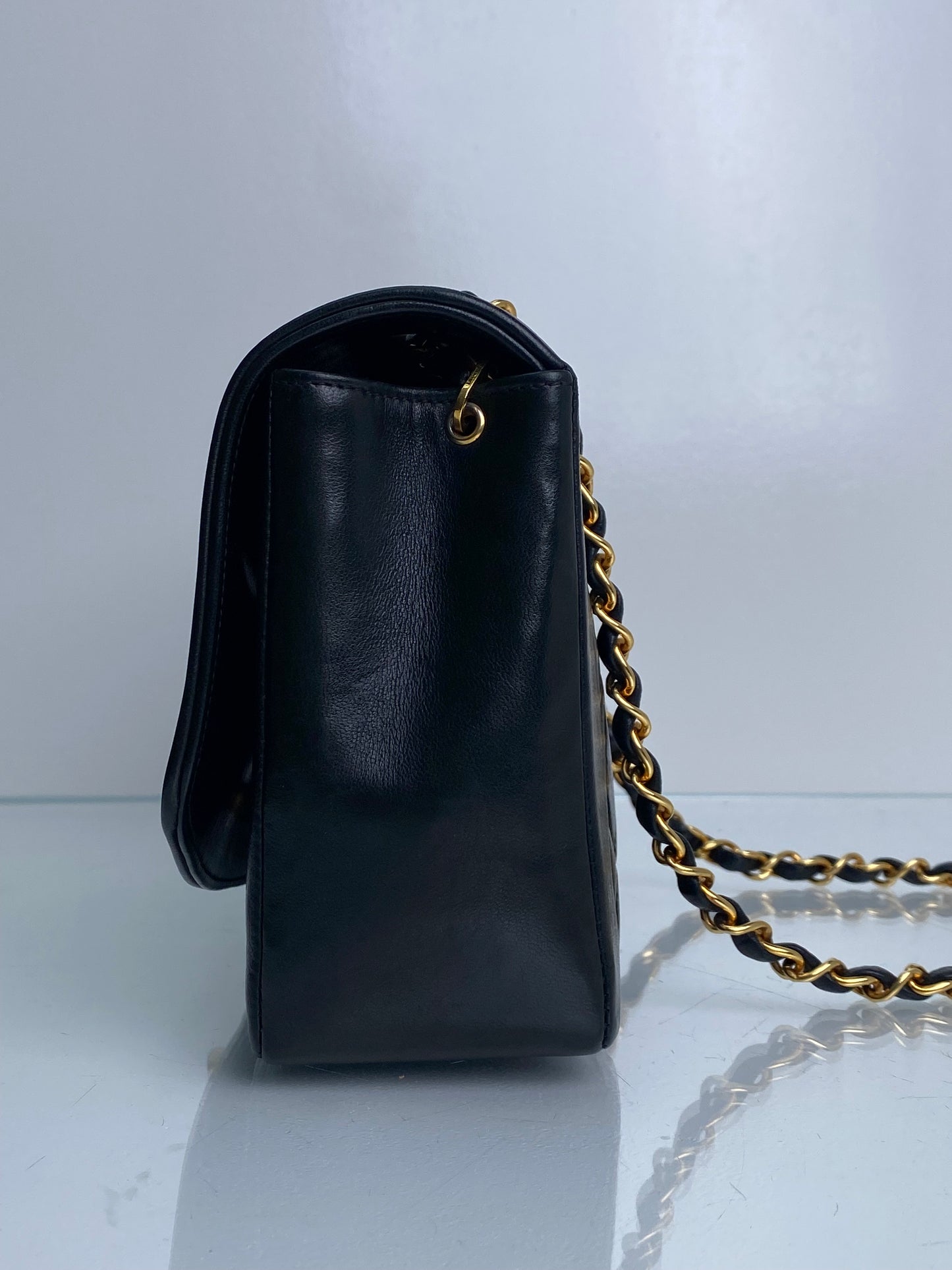 Chanel Diana Vintage Black Lambskin Crossbody Bag