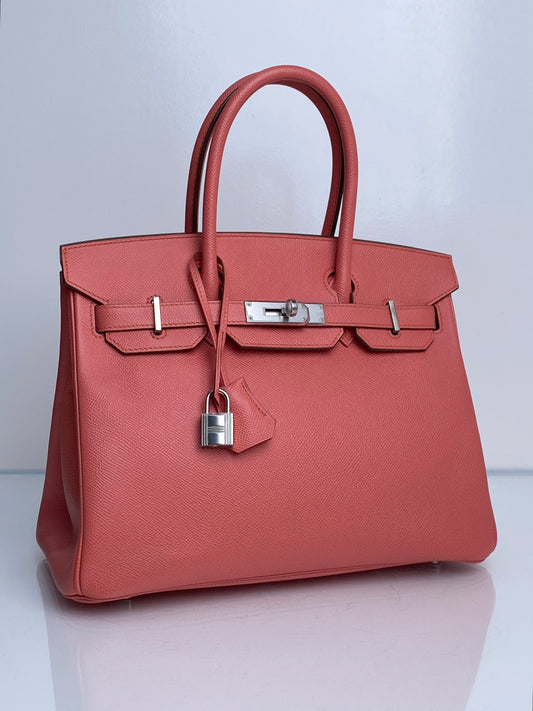 Hermes Birkin 30 Flamingo Epsom PHW #Q