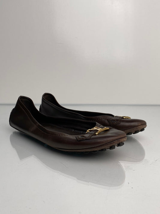 Louis Vuitton Brown Leather Ballet Flats, 40