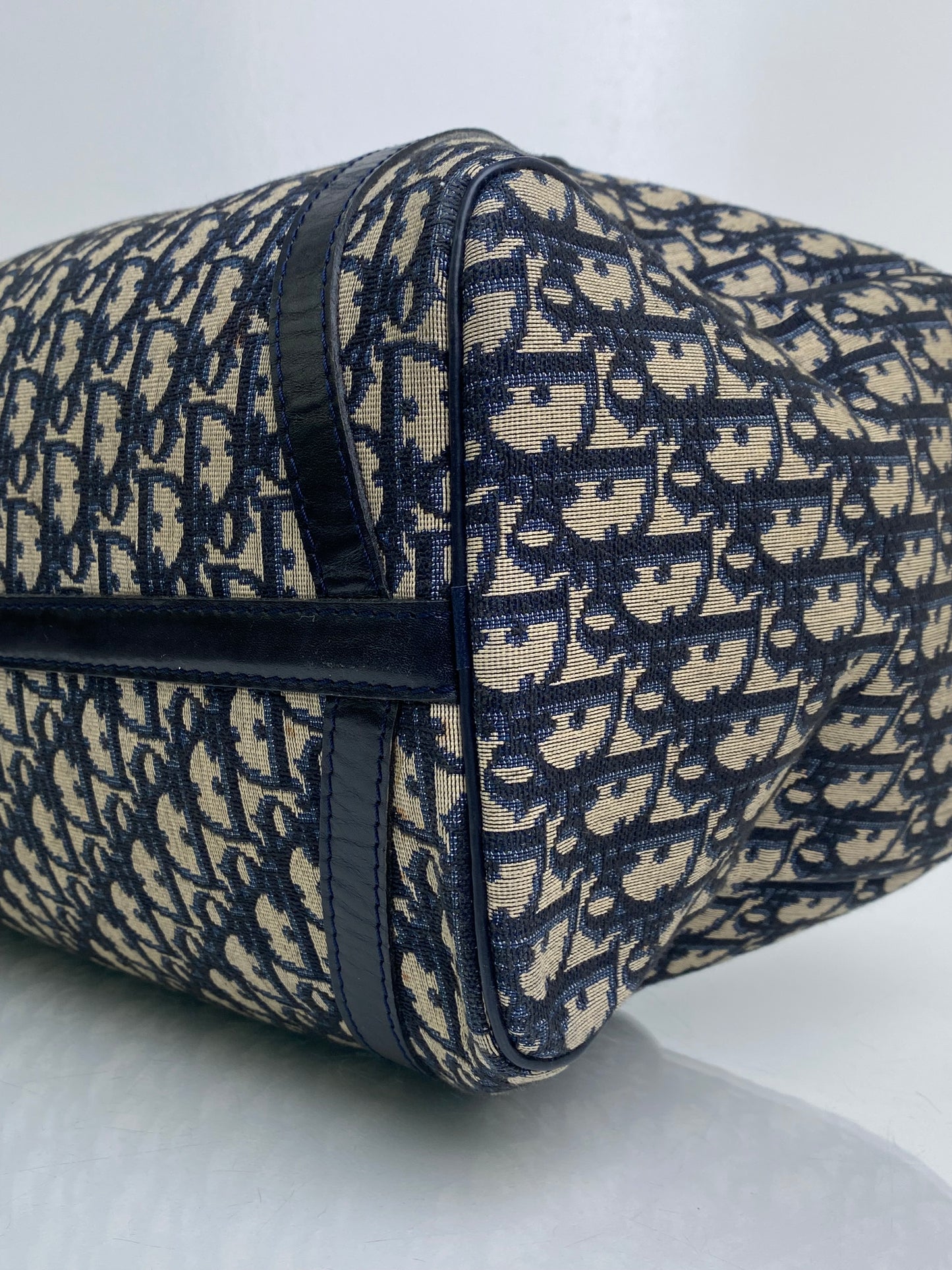 Dior Vintage Navy Oblique Boston Bag SHW