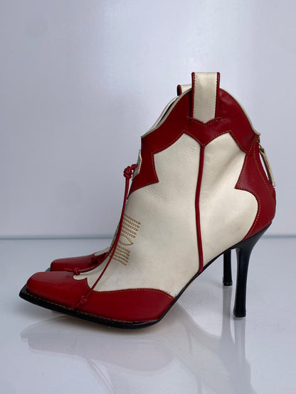 D Squared Red & White Cowboy Boots, 39