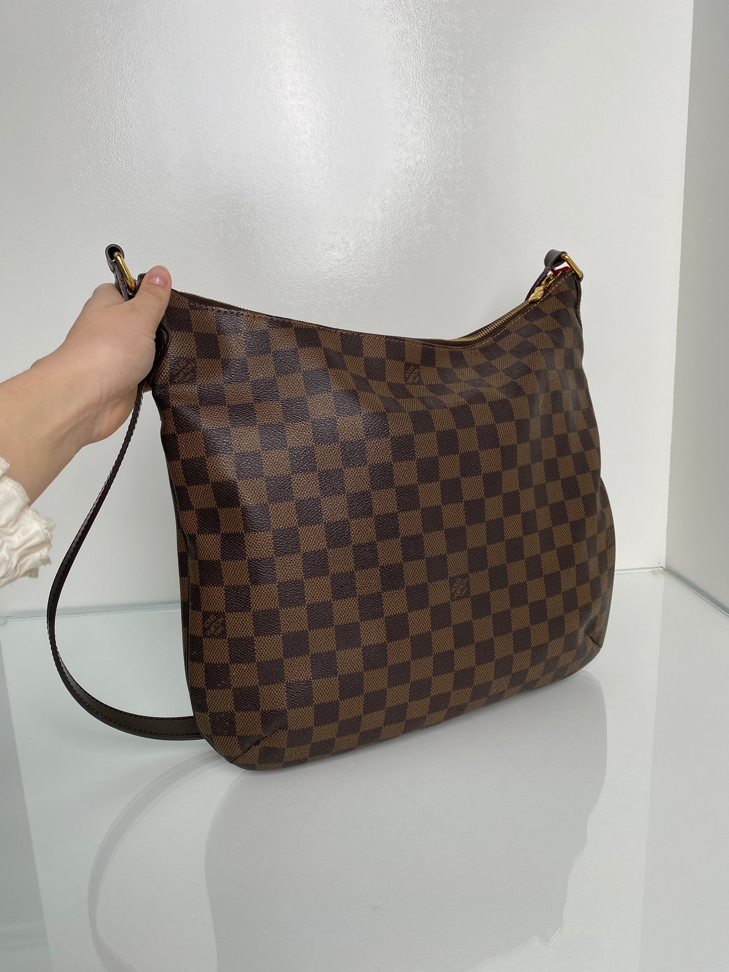 Louis Vuitton Damier Ebene Bloomsbury Crossbody Bag.