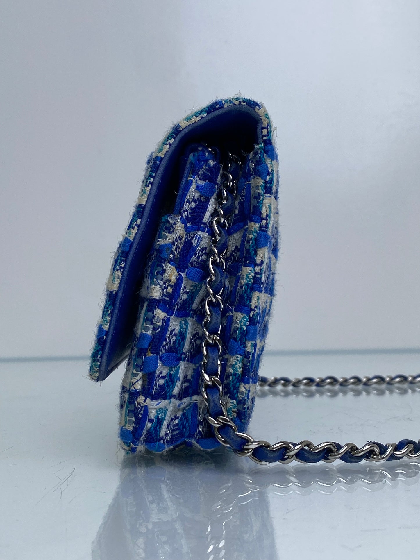 Chanel Blue Tweed Charms Wallet On Chain SHW