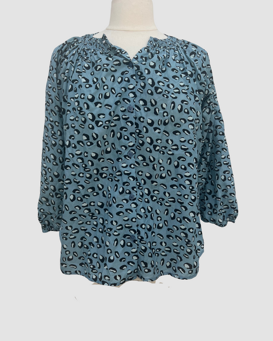 Tucker Blue Leopard Print Blouse