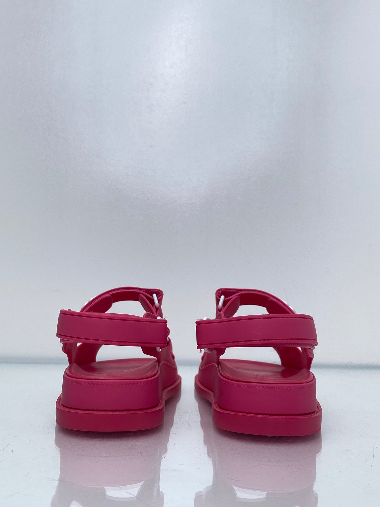 Chanel Pink Rubber CC Logo Dad Sandals, 37