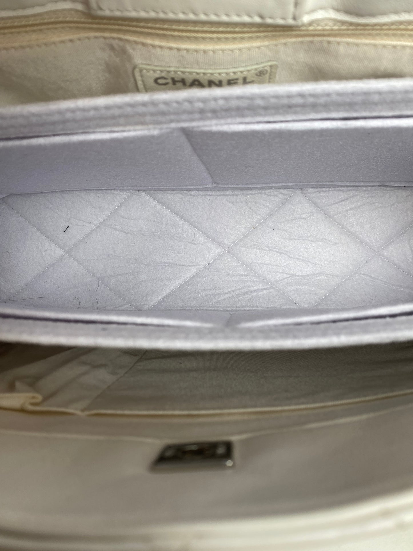 Chanel White Lambskin Quilted Tote Bag SHW