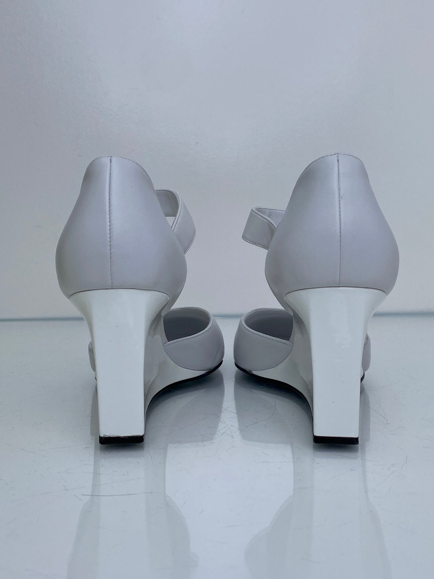 Chanel Black & White Mary Jane CC Wedges, 39.5 (Copy)