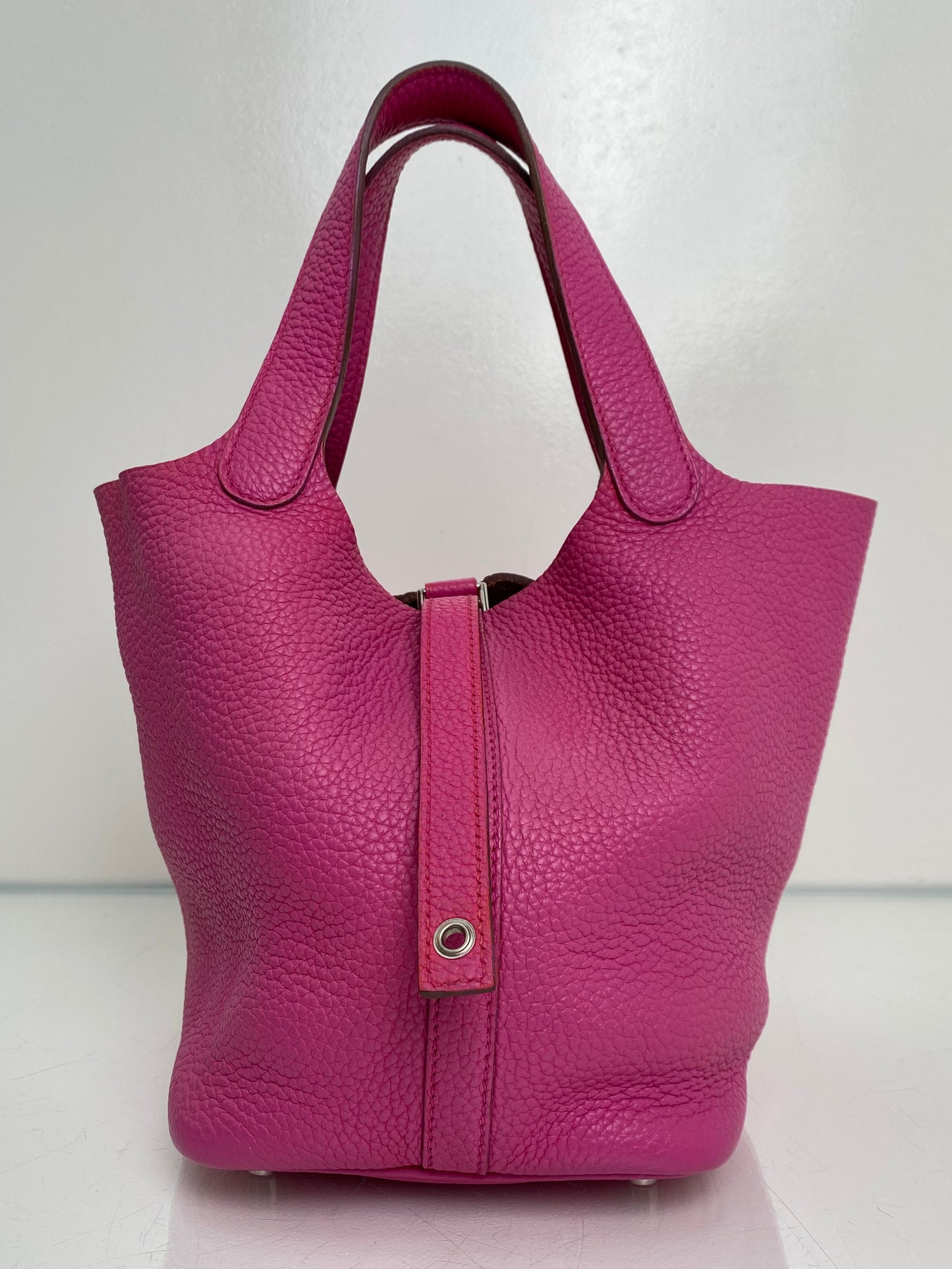 Hermes Picotin 18 Rose Mexico Clemence PHW #R