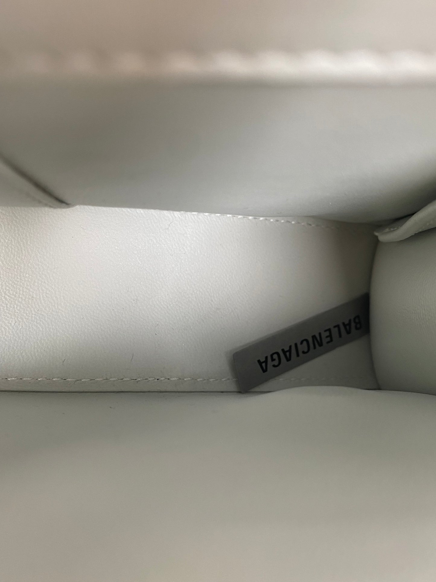 BALENCIAGA White Hourglass Stretch Bag SHW