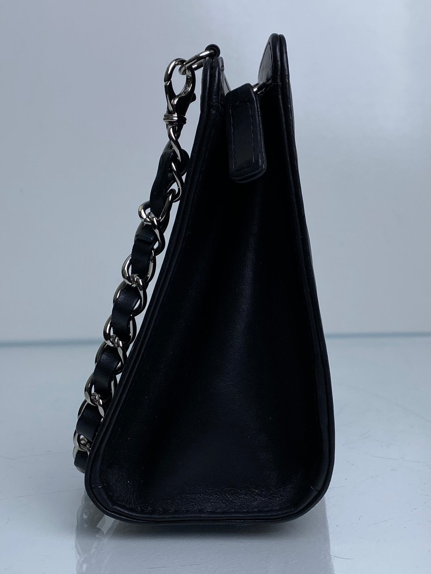 Chanel Lucky Charm Black Patent Short Chain Clutch SHW