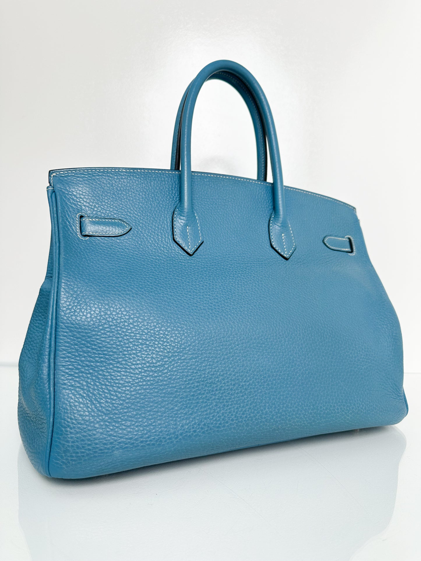 Hermes Birkin 35 Blue Jean Togo PHW #H