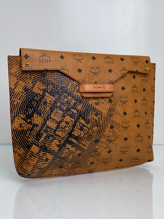 MCM Monogram & Black Ripple Clutch