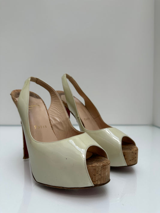 Christian Louboutin Cream Cork Heels 37