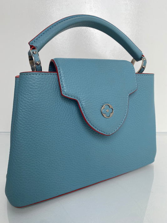 Louis Vuitton Blue & Coral Capucine MM Bag SHW