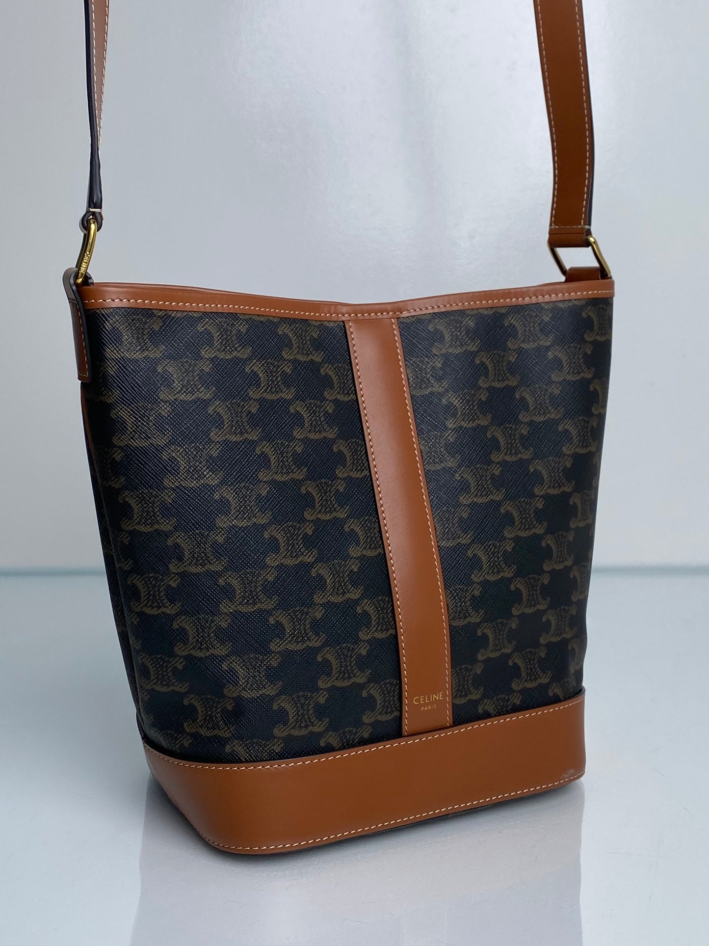 Celine Triomphe Crossbody Bucket Bag GHW