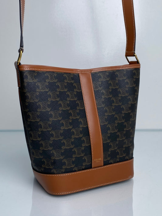 Celine Triomphe Crossbody Bucket Bag GHW