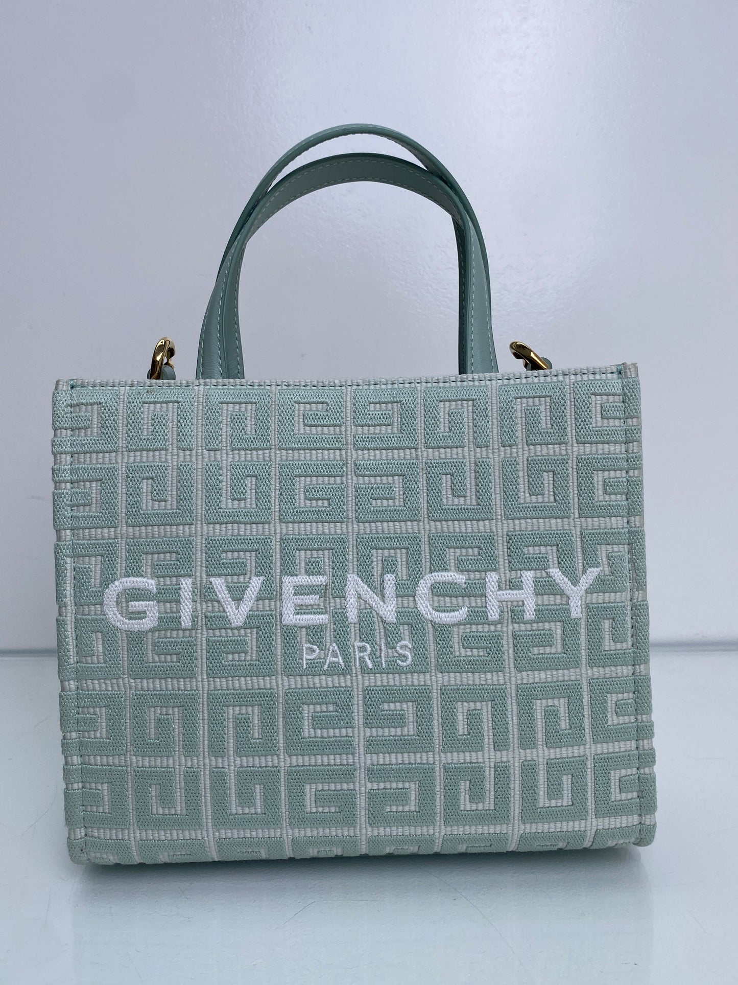Givenchy Teal & White Logo Mini Tote Bag GHW