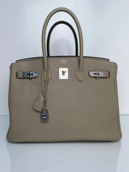 Hermes Birkin 35 Argile Clemence PHW #P