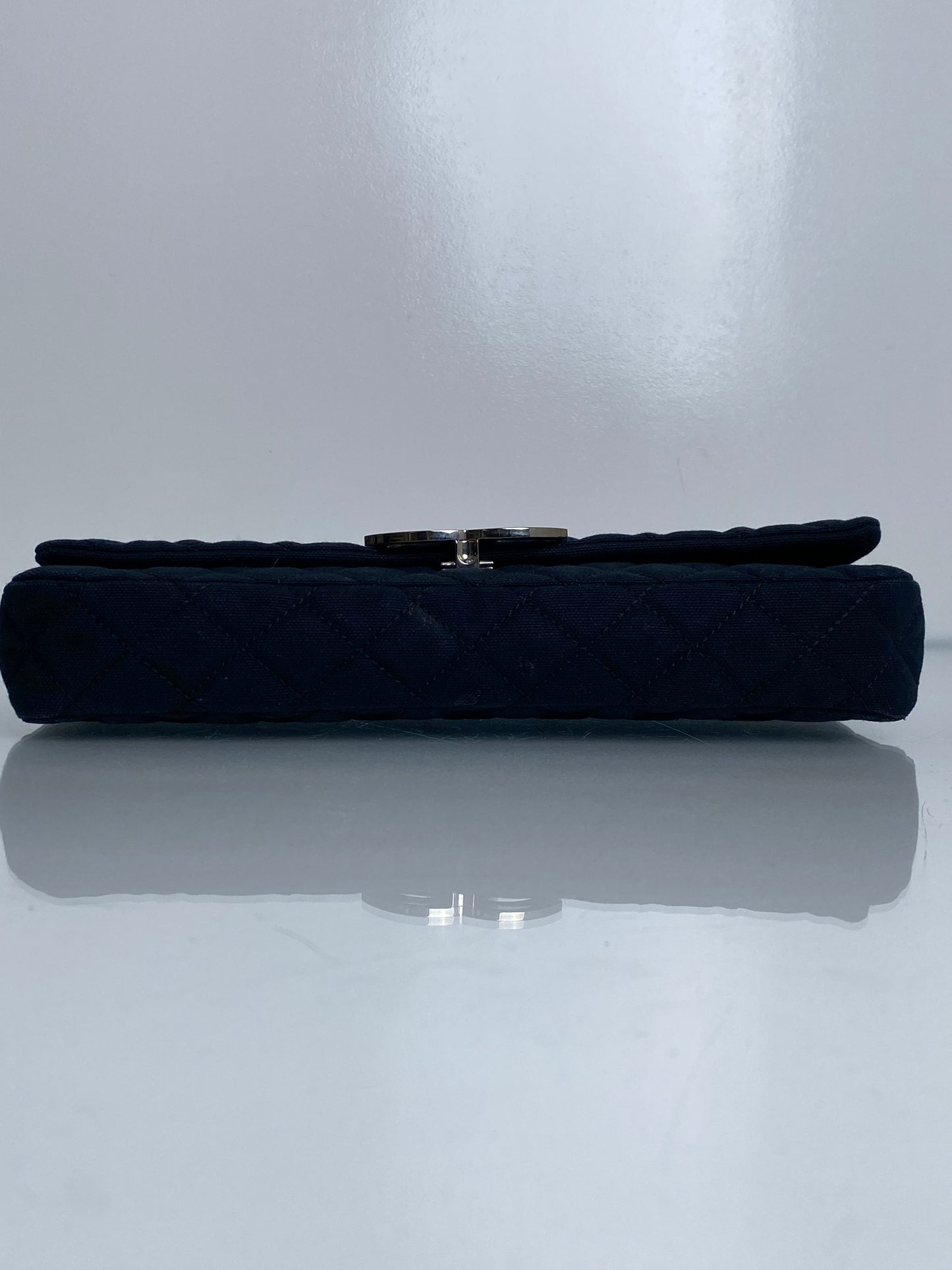 Chanel Cruise Black Canvas Quilted Clutch SHW