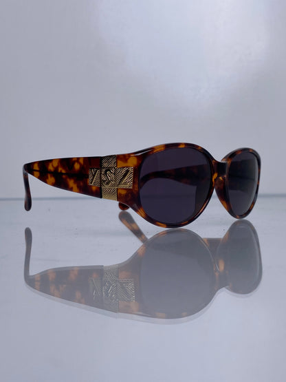 Saint Laurent Vintage Tortoise & Gold Block 'YSL' Sunglasses