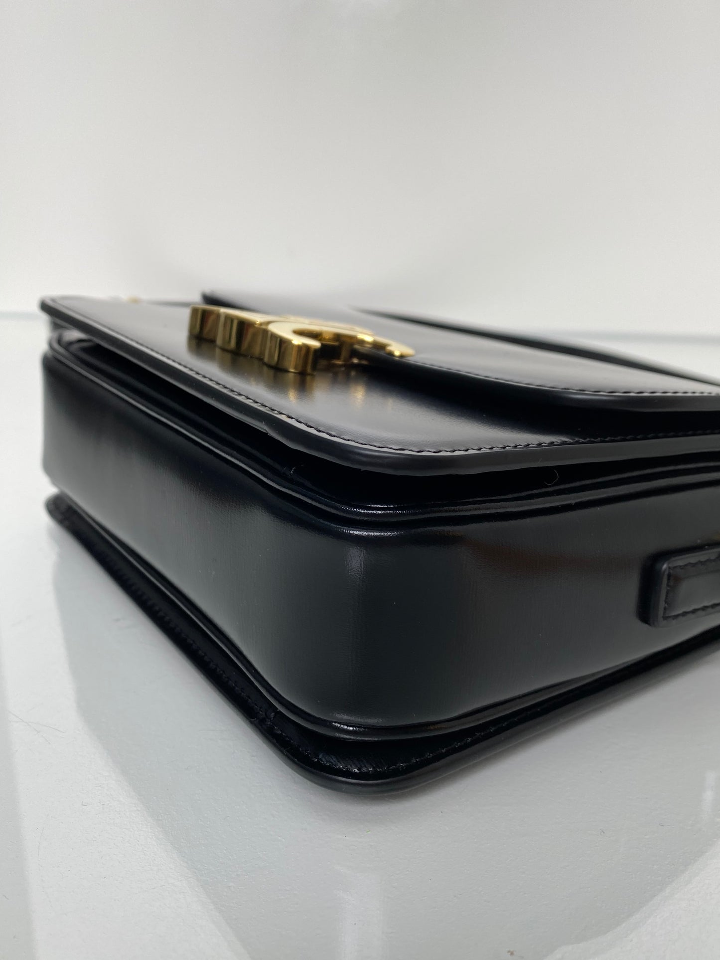 Celine Black Shiny Calfskin Teen Triomphe Bag GHW