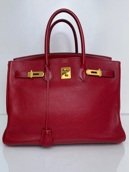 Hermes Birkin 35 Rouge Togo GHW #I