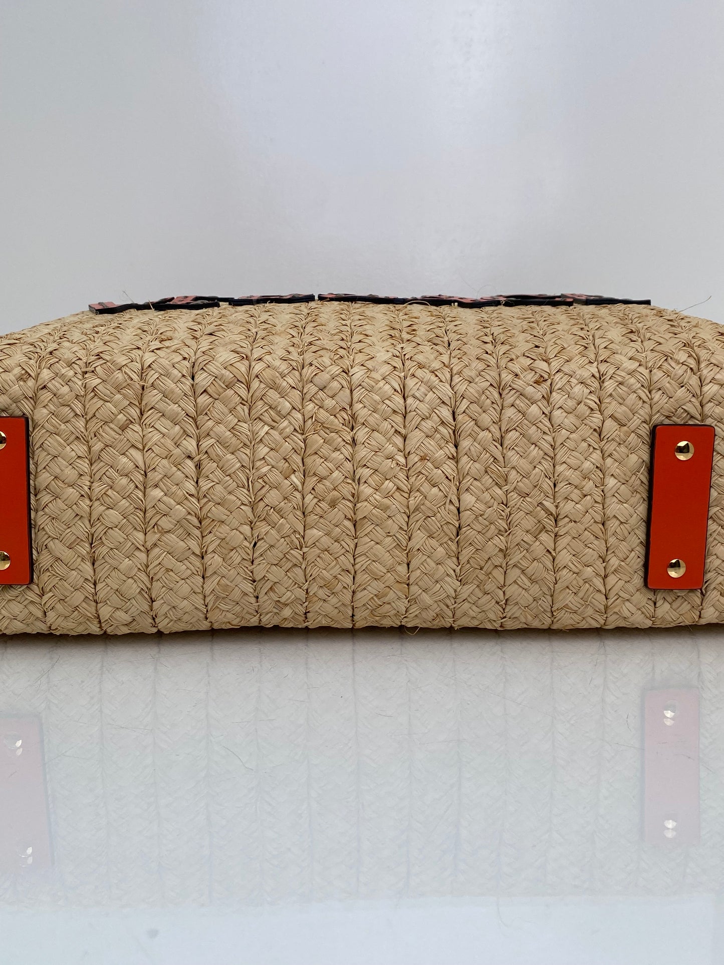Versace Tan & Orange Raffia La Medusa Tote Bag GHW