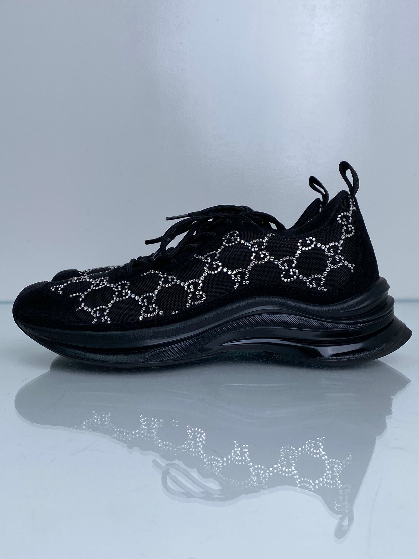 Gucci Black Crystal GG Sneakers, 39