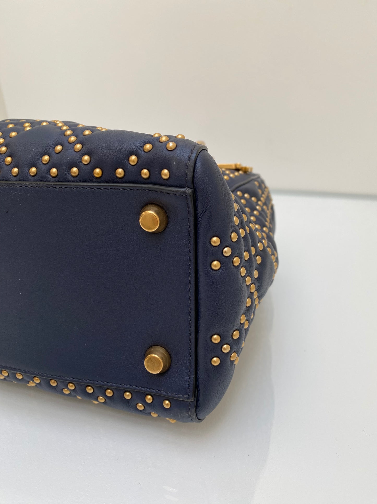 Christian Dior Navy Lady Dior Cannage Bag