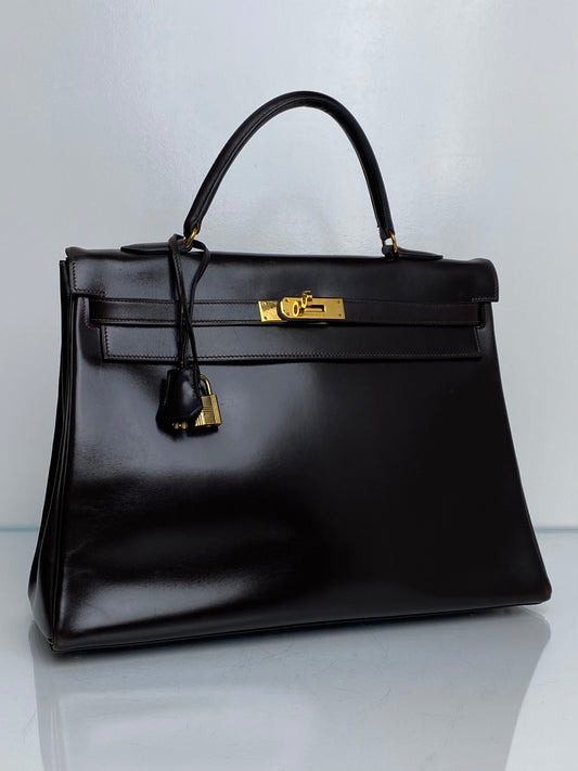 Hermes Kelly 35 Brown Box GHW #H