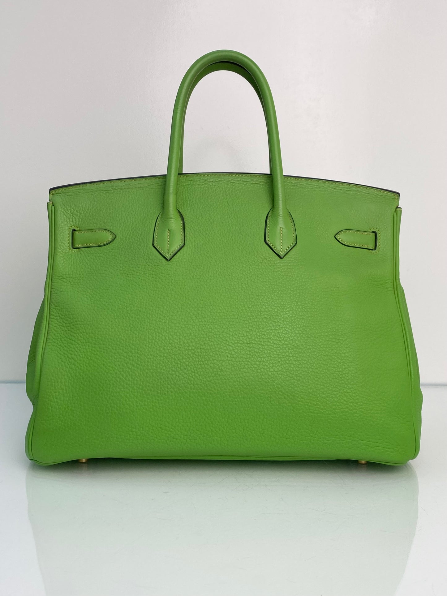 Hermes Birkin 35 Vert Cru Clemence GHW #G