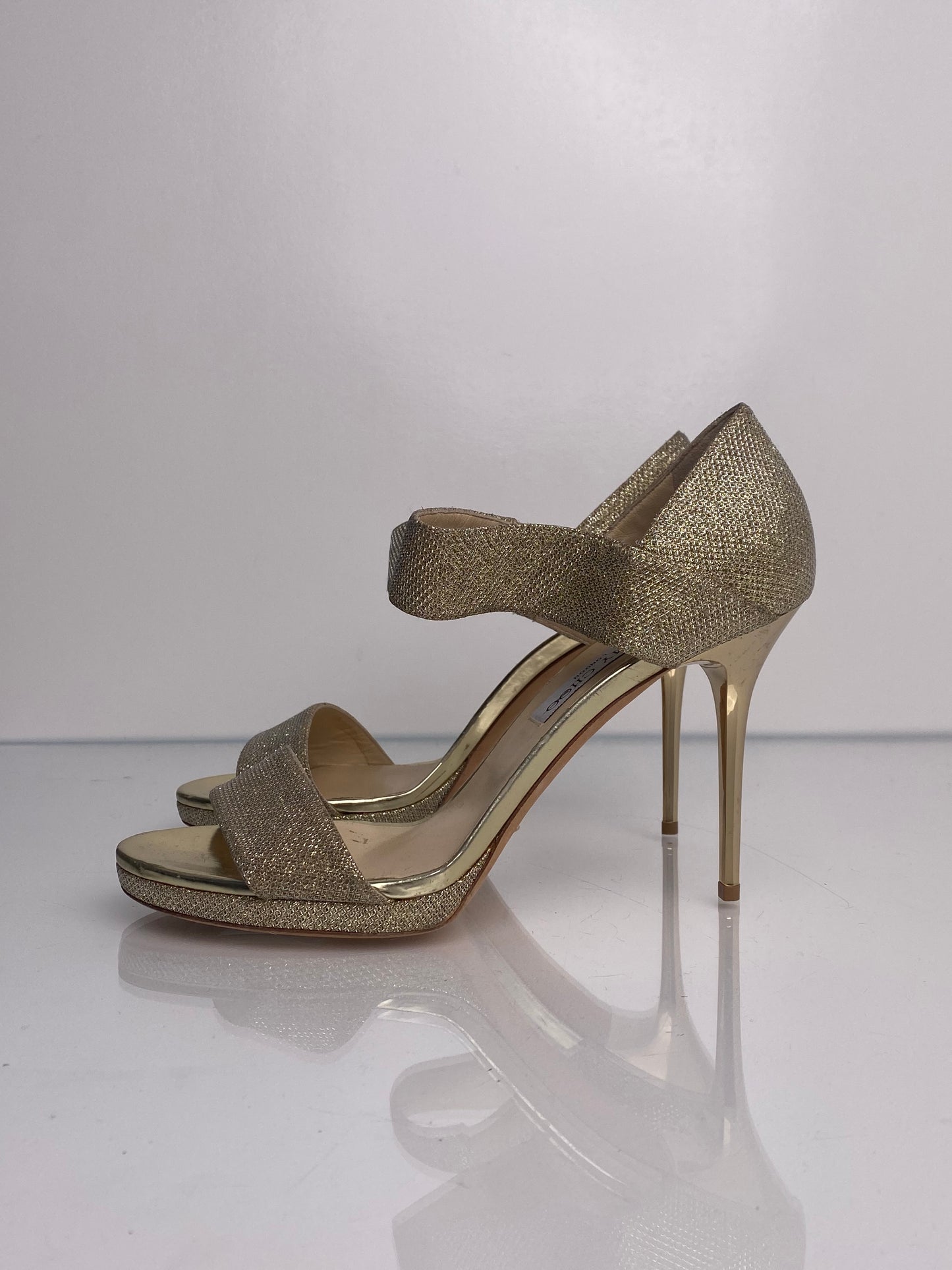 Jimmy Choo Gold 2 Strap Heels, 42