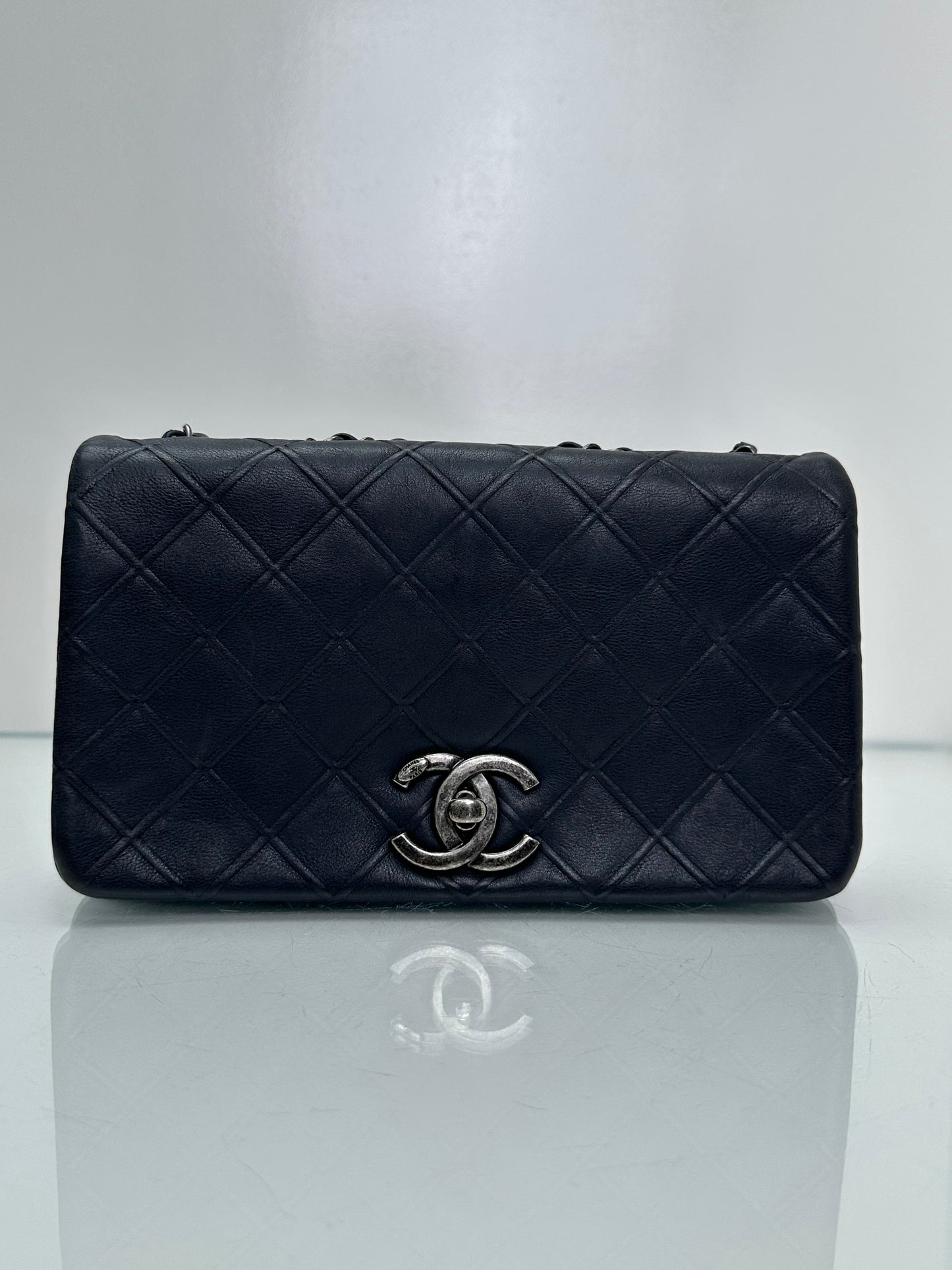 Chanel Blue Diamond Calfskin New Chic Medium Flap Bag RHW #18